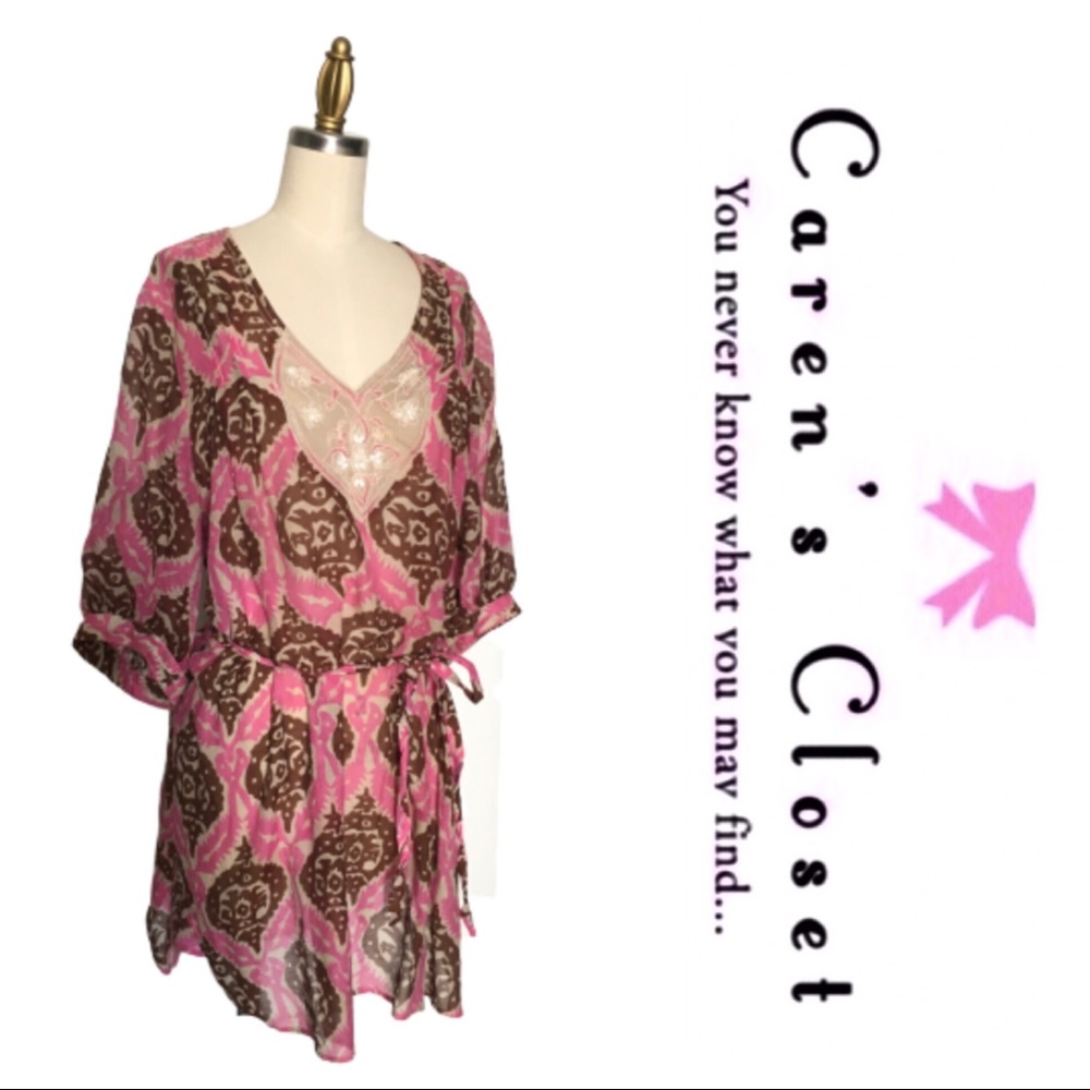 Plenty by Tracy Reese Brown & Pink Boho Tunic - Picture 2 of 7